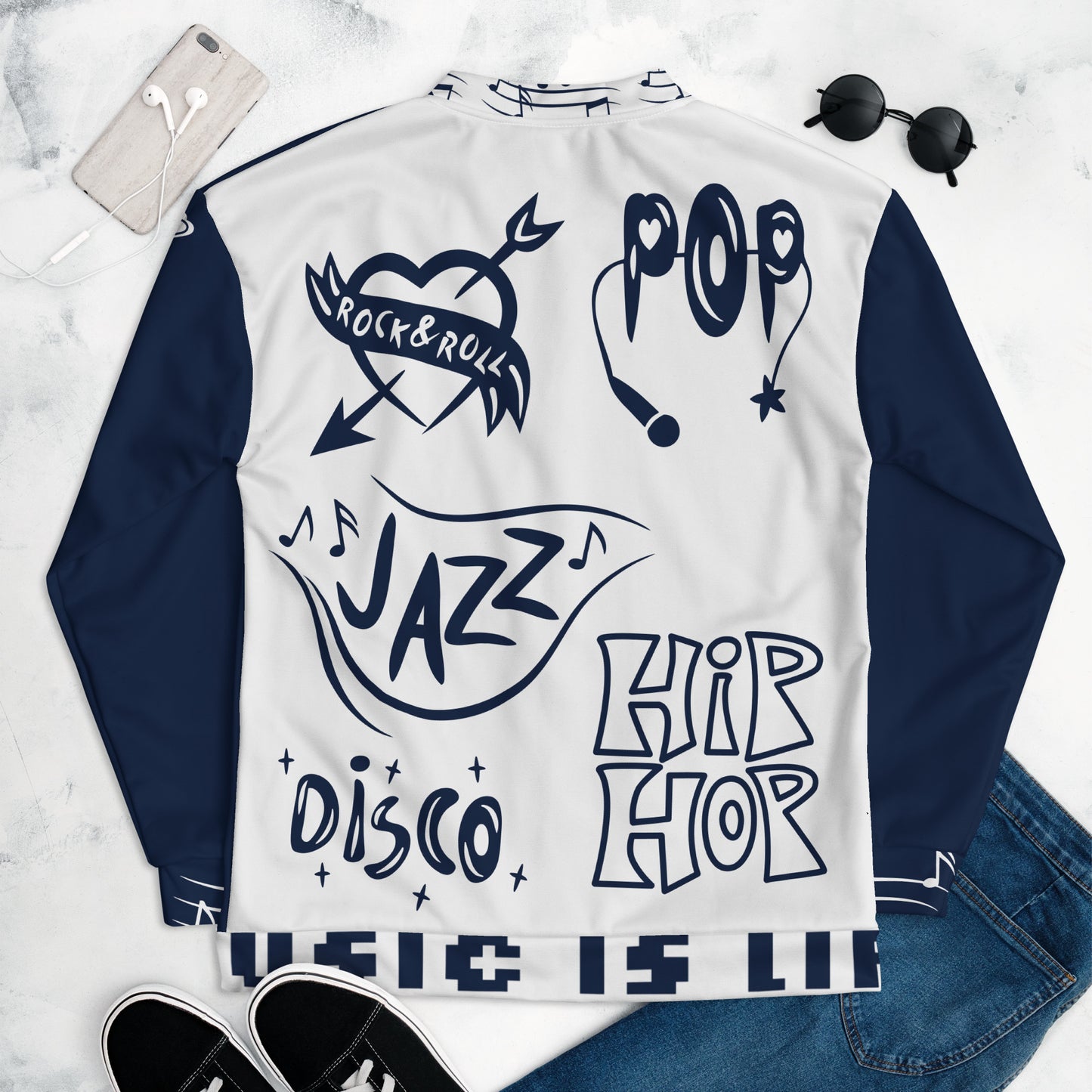 Midnight Navy Double Wildstyle Bomber Jacket